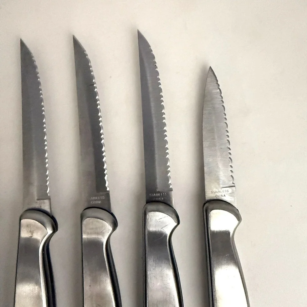 Ginsu Stainless Steel 7 Piece Serrated Knife Set Silver Tone Kitchen Cutlery